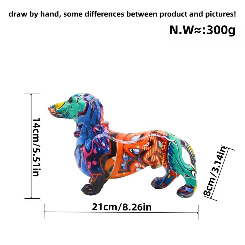 Colorful Dachshund Figurine Decorative Ornament Home Office Desk Cabinet Display European Style Resin Craft Gift
