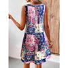Ladies' Sleeveless Flower Printed Dress - Spring and Summer Vitality Pretend, Round Neck Design
