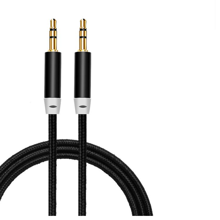 

Аудиокабель DC3.5MM в нейлоновой оплетке, нейлоновый кабель AUX для записи «папа-папа», автомобильный аудиокабель длиной 1 метр чёрный