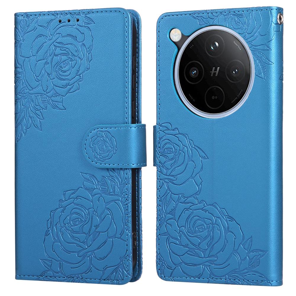 For Oppo Find X8 Pro 5G Case Rose Flower PU Leather Wallet Phone Cover with 3 Card Slots/Wrist Strap