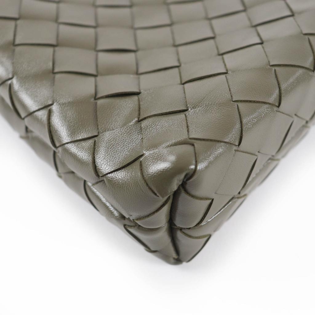 Excelente Bolsa de Ombro BOTTEGAVENETA Couro INTRECCIATO couro cáqui Feminina Usada