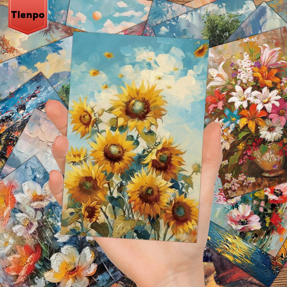 32 Stück Innendekoration Wandaufkleber 4x5,7 Zoll Nachrichtenkarten, Postkarten, Schlafzimmerdekoration, Vintage-Ölgemälde Wandaufkleber