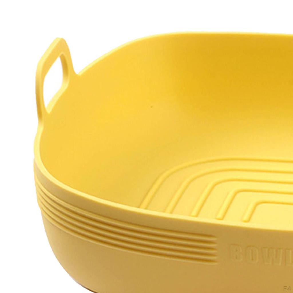 Air Fryer Silicone Bowl Vegetable Salad Heat Resistant Oven Baking Tray Yellow Round