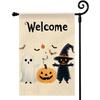 Halloween Garden Flag Pumpkin Ghost Witch Halloween Flags Double Sided Funny Yard Decoration for Outdoor Welcome