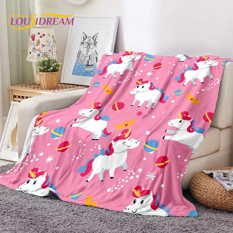 3D Cute Dream Unicorn Cartoon Girl  Soft Blankets,Keep Warm Throw Blanket Comfortable Blanket for Picnic Beds Sofa Home Bedroom