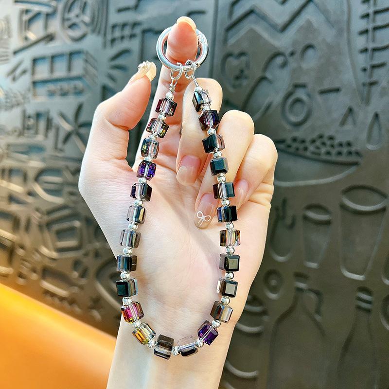 Flash Beaded Mobile Phone Chain Crystal Bow Key Bag Lanyard Pearl Mobile Phone Lanyard Small Gift