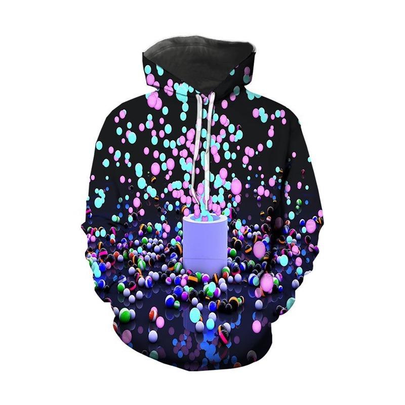 Felpe con Cappuccio Fantasia Colorata Divertente per Uomo Donna Autunno Manica Lunga Pullover Felpa con Cappuccio Stampata 3D Streetwear Casual Abbigliamento Uomo Y2k