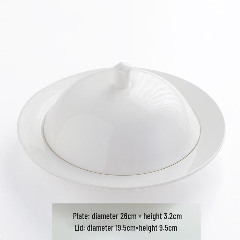 Nordic Gold Rim Ceramic Dinner Plate with Lid