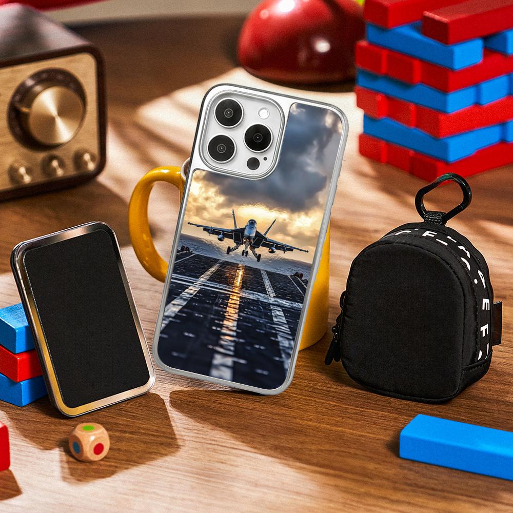 Plane design fly cool poster Phone Case for iPhone 16 15 14 13 12 11 Pro Max Sheepskin Silver-edged protective case