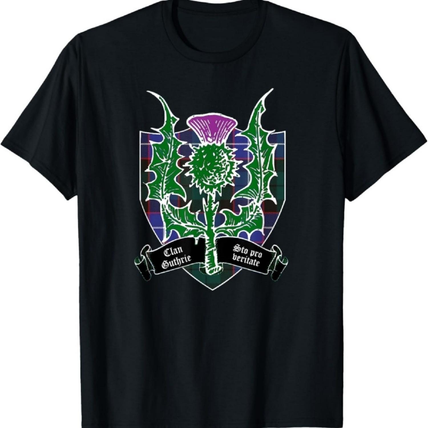 

Clan Guthrie Thistle Motto Tartan Crest T-Shirt XXXXXL чорний