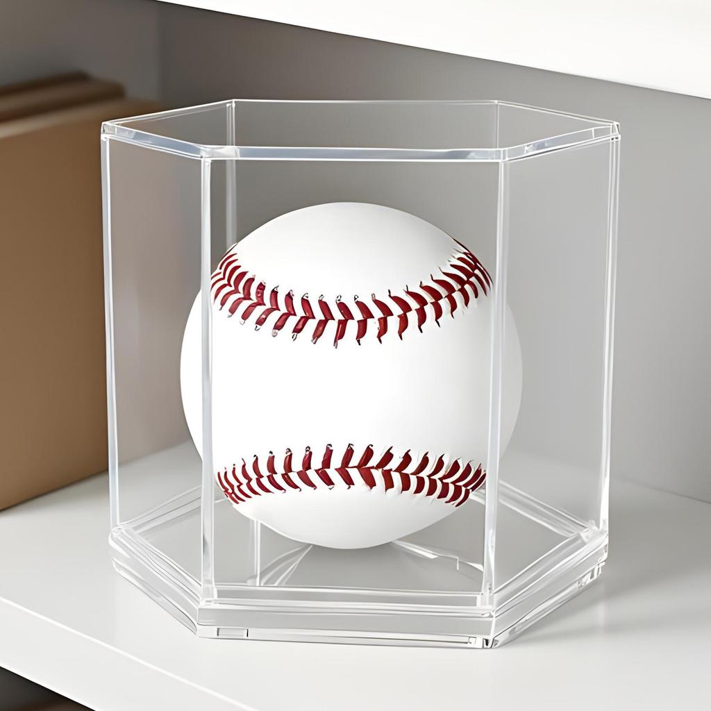 Baseball Case Hexagonal Acrylic Autographed Ball Box Golf Ball Display Case for Bedroom Living Room Dorm Apartment Fireplace