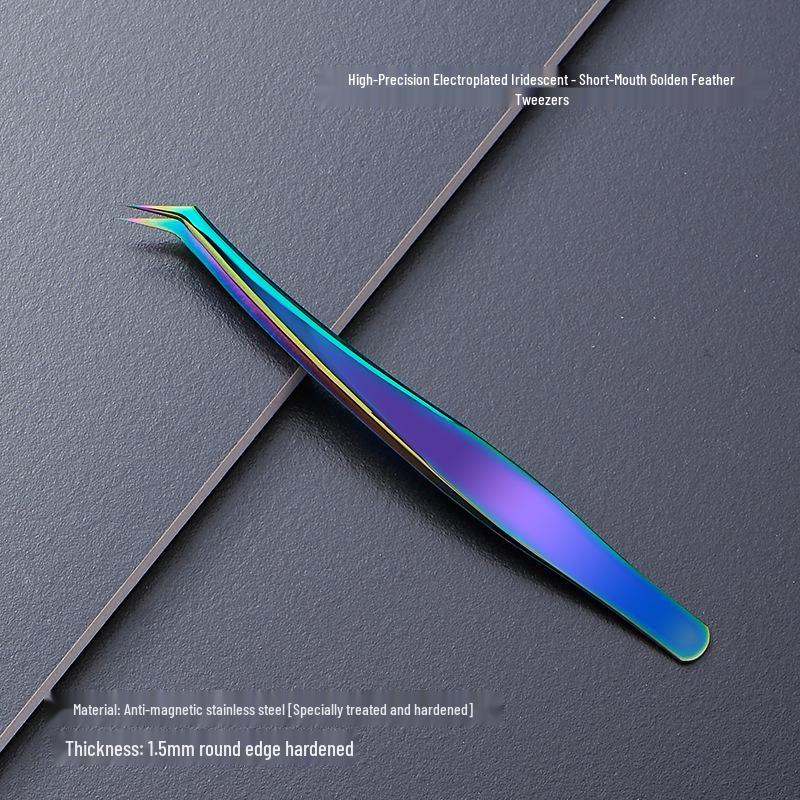Black Anti-Static Stainless Steel Curved Tip Tweezers Set for Nail Art, Journaling, and Repairs
