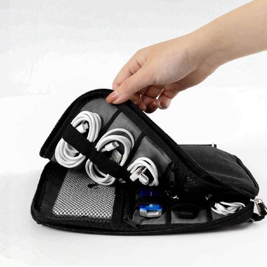 Travel Cable Organizer Bag Waterproof Portable Electronic Accessories Organizer for USB Cable Cord Phone Charger Headset Wire SD Card with 5pcs Cable