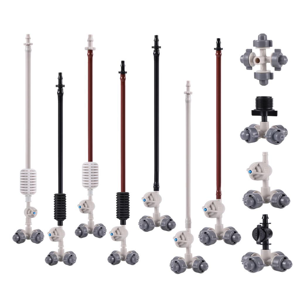 4/7mm Hanging Irrigation Cross Atomizing Nozzle, Drip Irrigation Garden Greenhouse Indoor Humidifier with Valve Anti-Drip Nozzle
