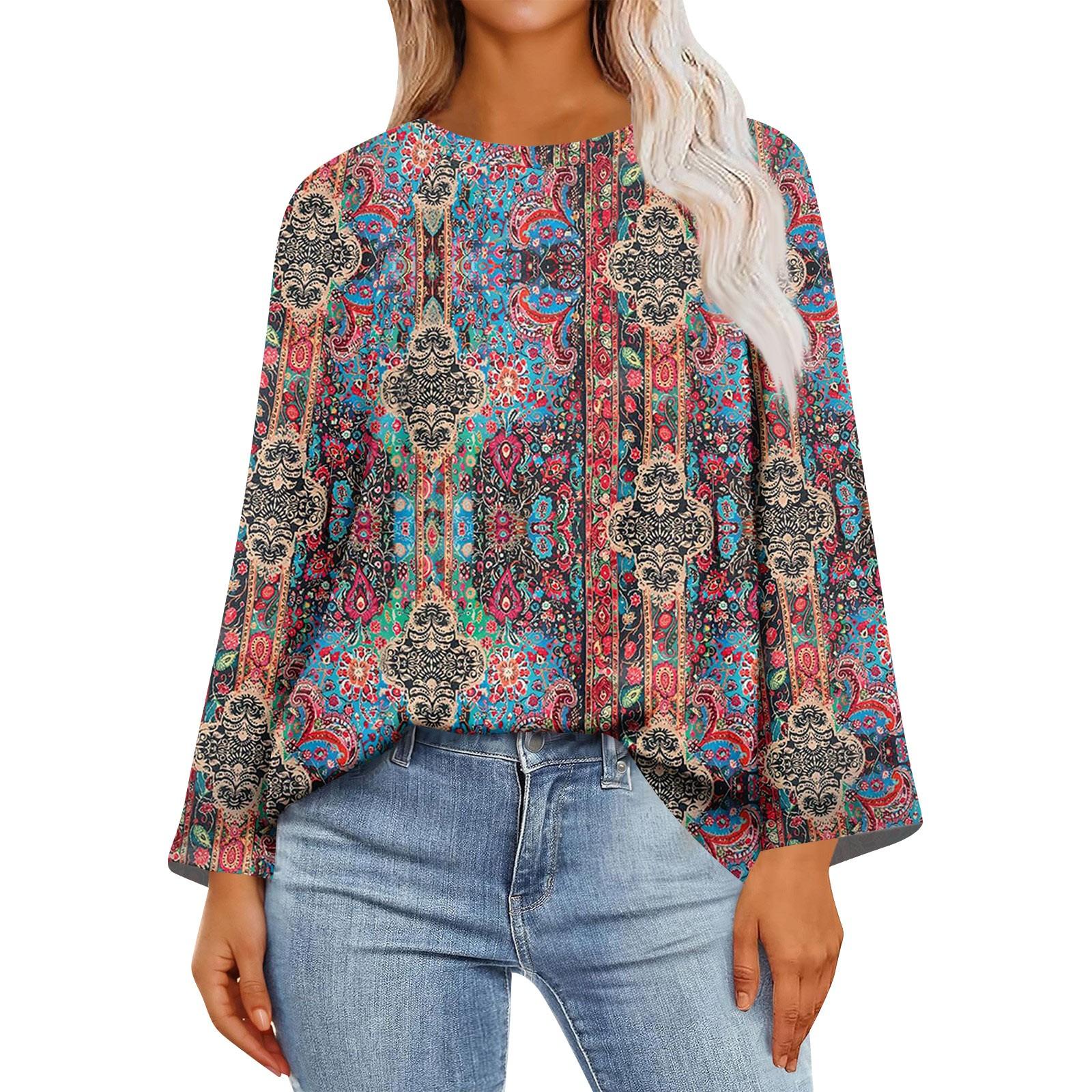 

Женские рубашки с длинным рукавом, графические футболки, повседневные базовые топы, пуловеры L синий