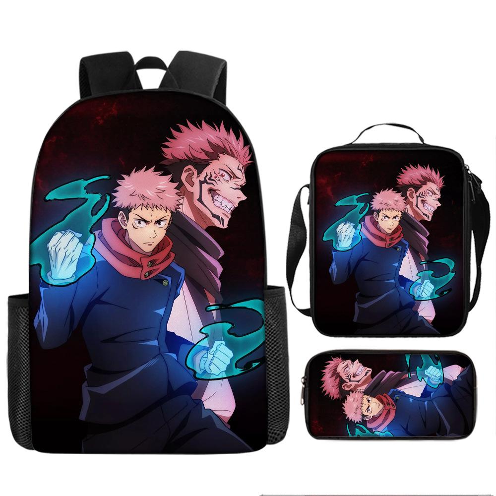 Spell Return Battle School Bag Elementary School Student Animation Backpack Large Capacity Three-piece Set
