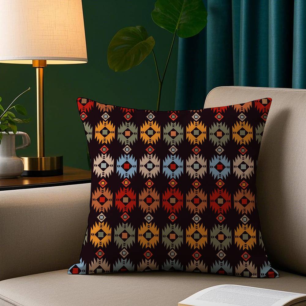 Native Fabric Pattern Pillow Case Short Plush Print Cushion Cover Square Throw Pillow Covers Sofa Home Decor