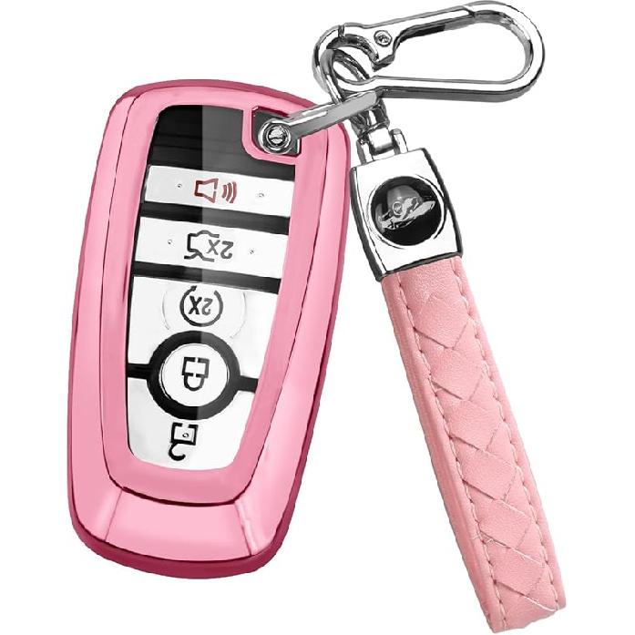 QBUC for Ford Key Fob Cover,Key Cover with Keychain for ford,Key Case Full Protection Key Case Shell Shell for Mustang Raptor Remote car Key Fusion