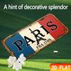 Hisun Blechschild HD Aluminium Metallschild Paris Frankreich Flagge Vintage Kennzeichenstil Wanddeko Retro Eiffelturm FRA Design Blechposter