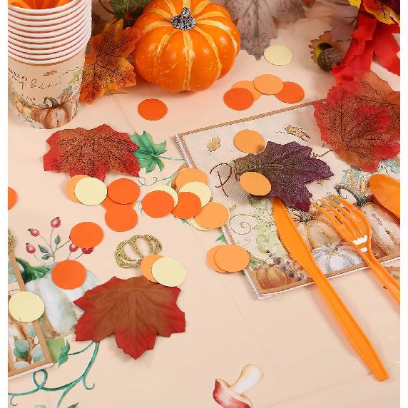 200 Pcs Thanks Giving Table Decoration Fall Pumpkin Table Confetti for Autumn Fall Baby Shower Thanksgiving Party Decorations