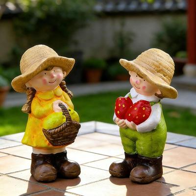 2x Dekorativní figurky Chlapec Dívka Zahradní sošky Moderní Dekorace dvorku Stolní ozdoby pro vnitřní použití