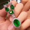 Imitation Natural Emerald Necklace Platinum Plated Diamond Jewelry Gift for Women
