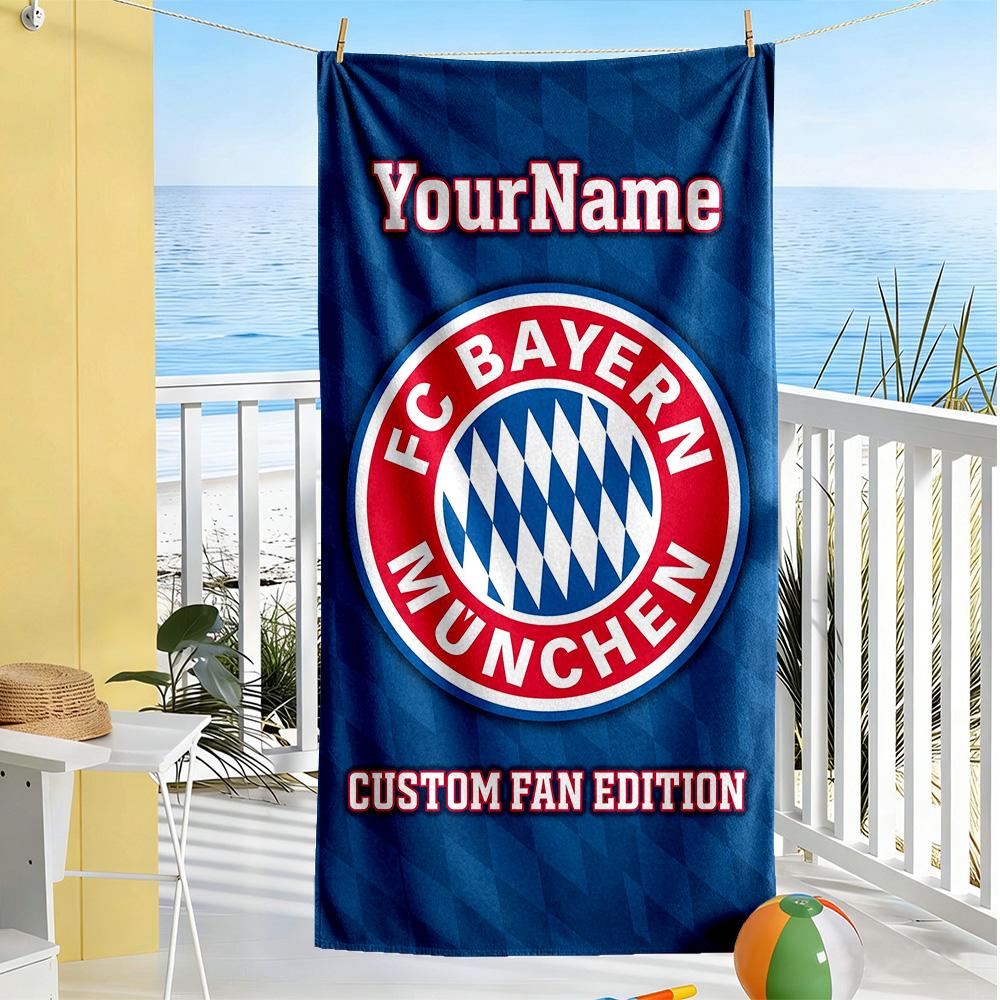 Bayern Munich Customize Your Name Beach Towel Quick-Dry Soft Microfiber Suitable for Sports Travel Swimming Yoga Bathroom Beach And Pool