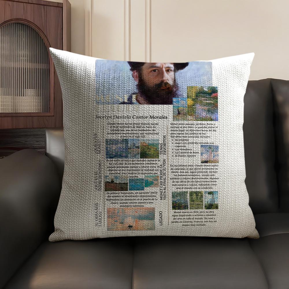 

Claude Monet Cushion Cover Natural Linen Organic Fabric DoubleSided Printing Sofa Home Decor Breathable Environmentally 30x30cm