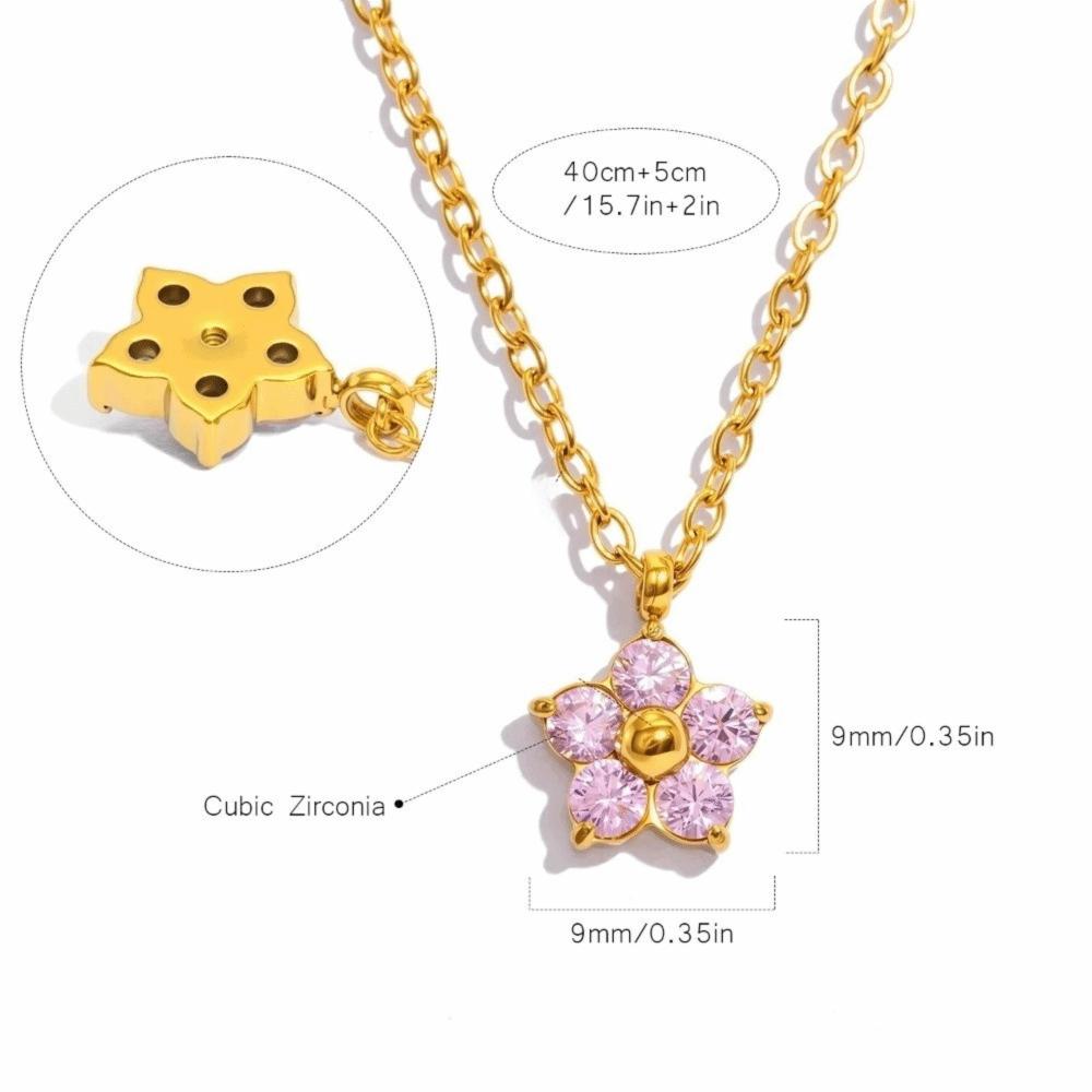 18K Gold Plated Flower Pendant Necklace Hypoallergenic Gold Plated Necklace Office Wear