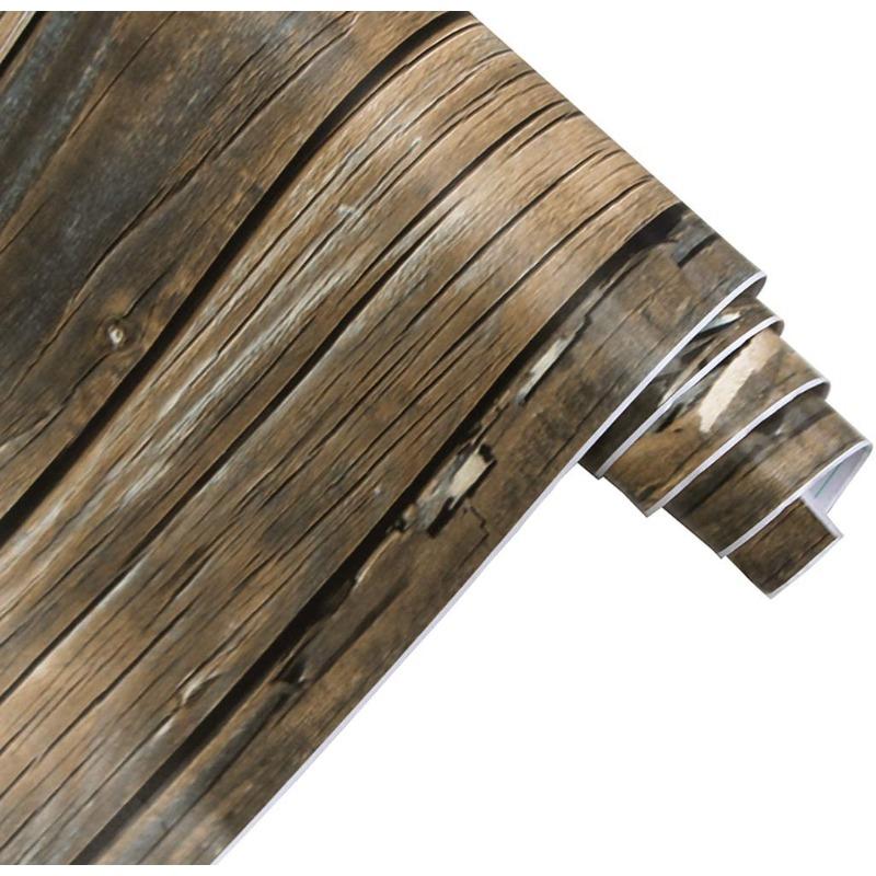 Wood Contact Paper Self-Adhesive Wood Wallpaper Peel and Stick Wood Wallpaper Vinyl Waterproof Removable Rustic Wood Wallpaper