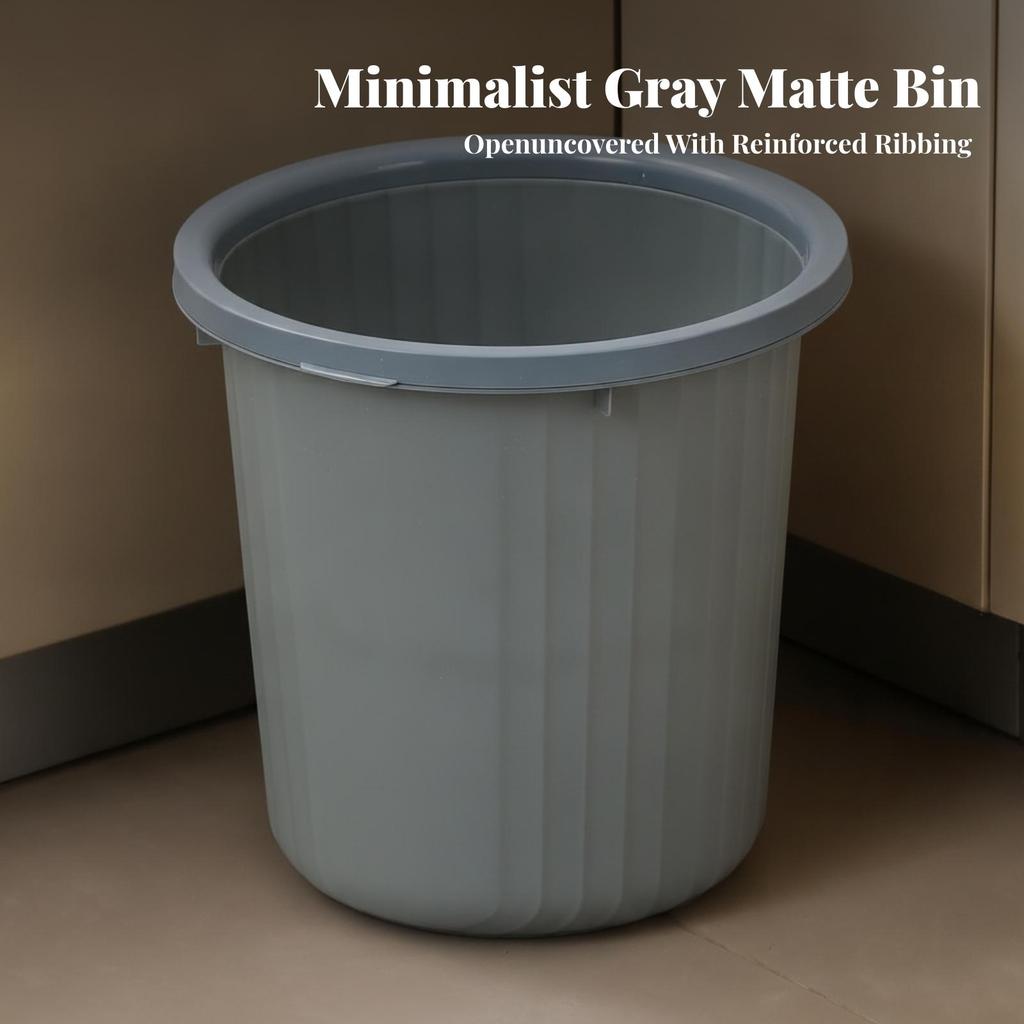 Wastebasket with Retaining Collar Modern Open-Top Waste Bin Low-Profile