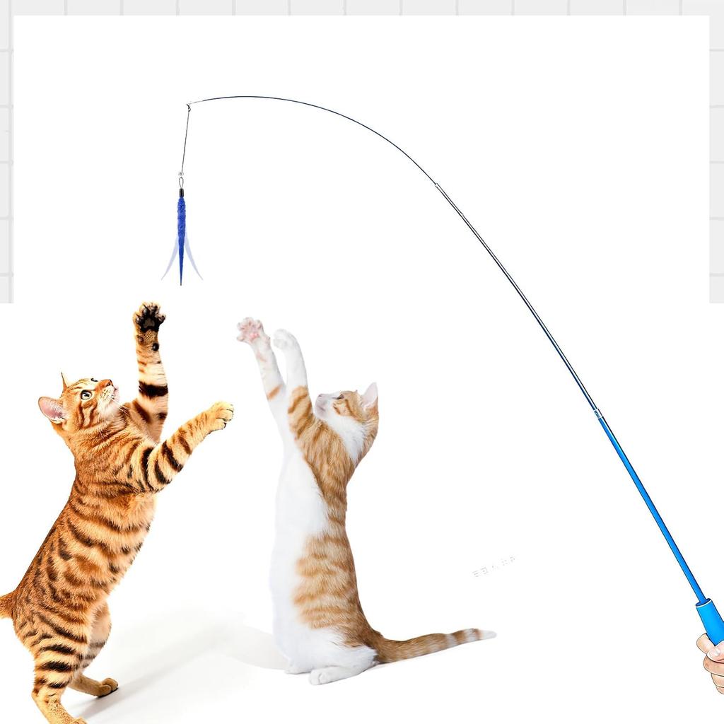 10PCS Cat Worm Toy, Replacement Cat Worm Toy Refills with Black String Cats Wand Attachments Worms Toys for Indoor Cats Kitten