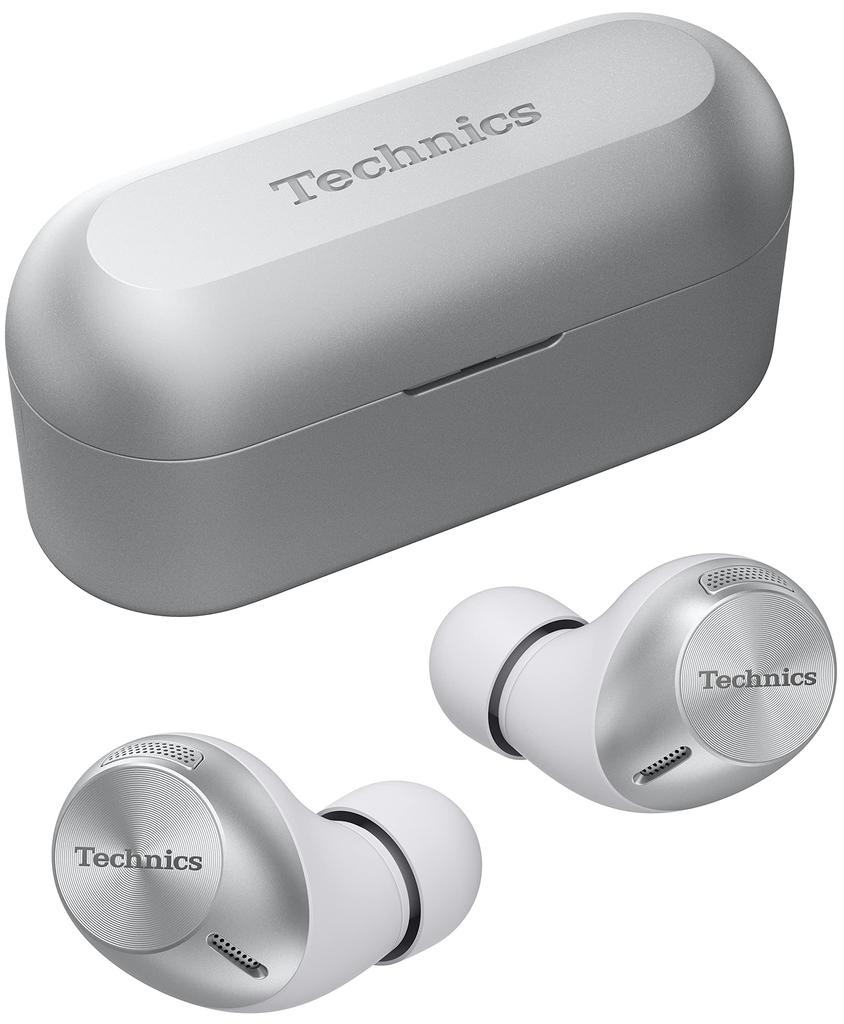 Technics Wireless Earphones Silver Bluetooth Multipoint IPX4 App Compatible EAH-AZ40-S