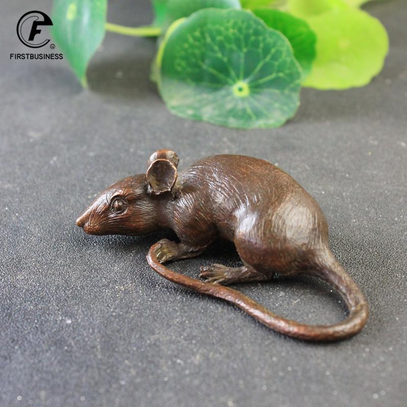 Heavy Brass BIG Rat Mouse Figurines Animal Statue Home Desktop Ornament Office Decor Fish Tank Accessories Artificial Landscape