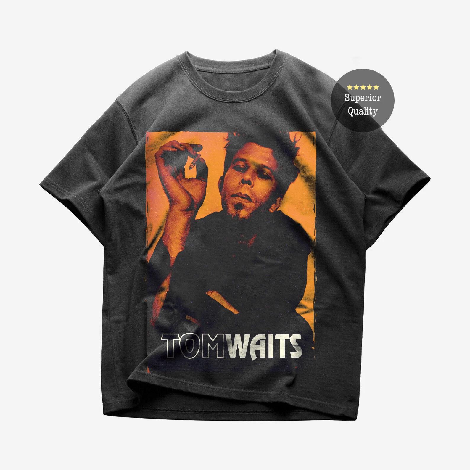 Men s and Women s T-shirts Tom Waits T-Shirt - Vintage Music Tee - Young Tom Waits Smoking Tee Rare Design XXXL