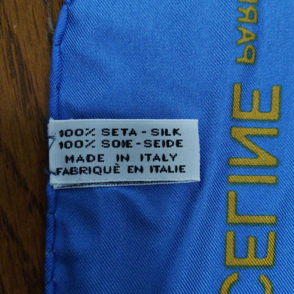 Used CELINE Scarf Bandana Belt Pattern Large Scarf Blue Red White