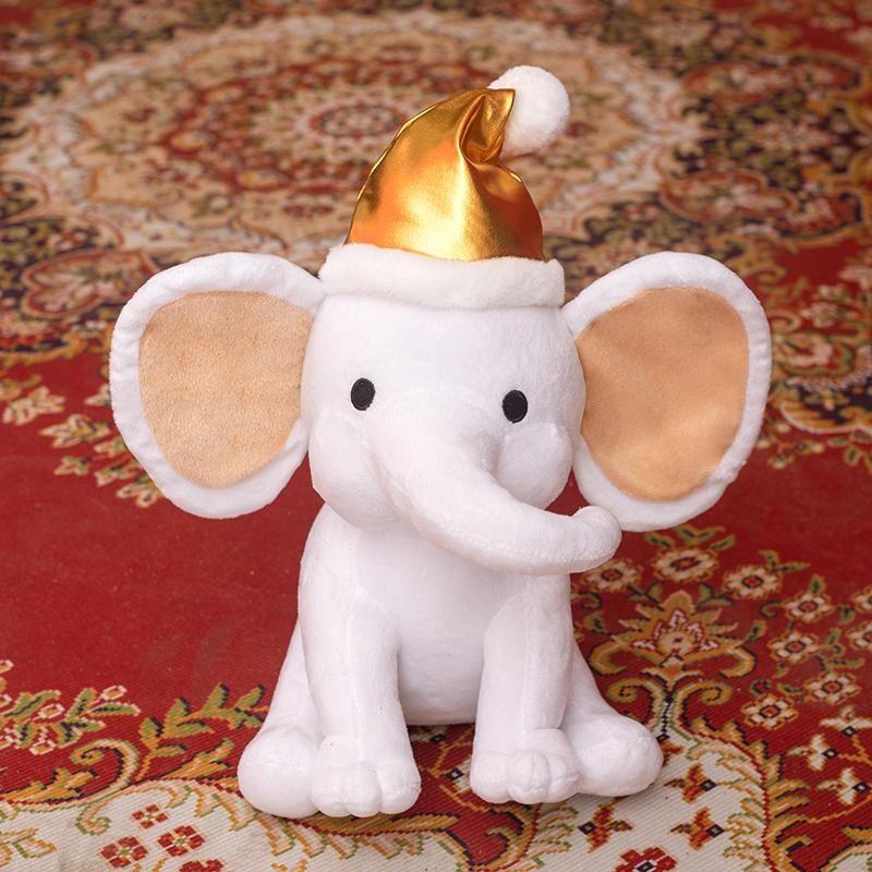 25cm Cartoon Christmas Elephant Stuffed Doll With Santa Hat Colorful Elephant Stuffed Toy Home Decor Gift For Boys Girls