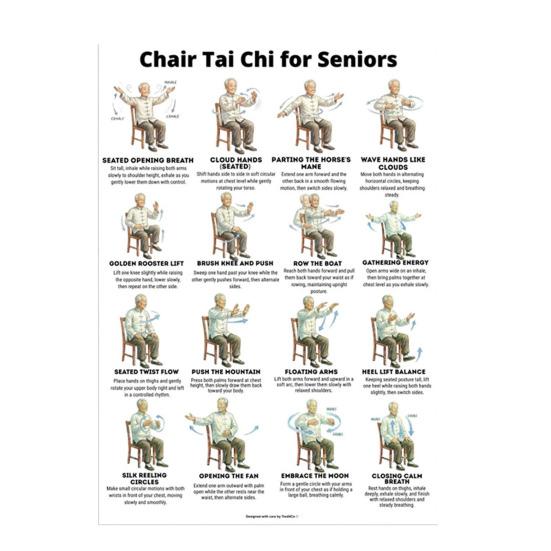 3 kusy Tai Chi cvičebních plakátů Ilustrace sedavé Tai Chi sestavy Pokyny pro jemné cvičení pro začátečníky Tai Chi Seniory