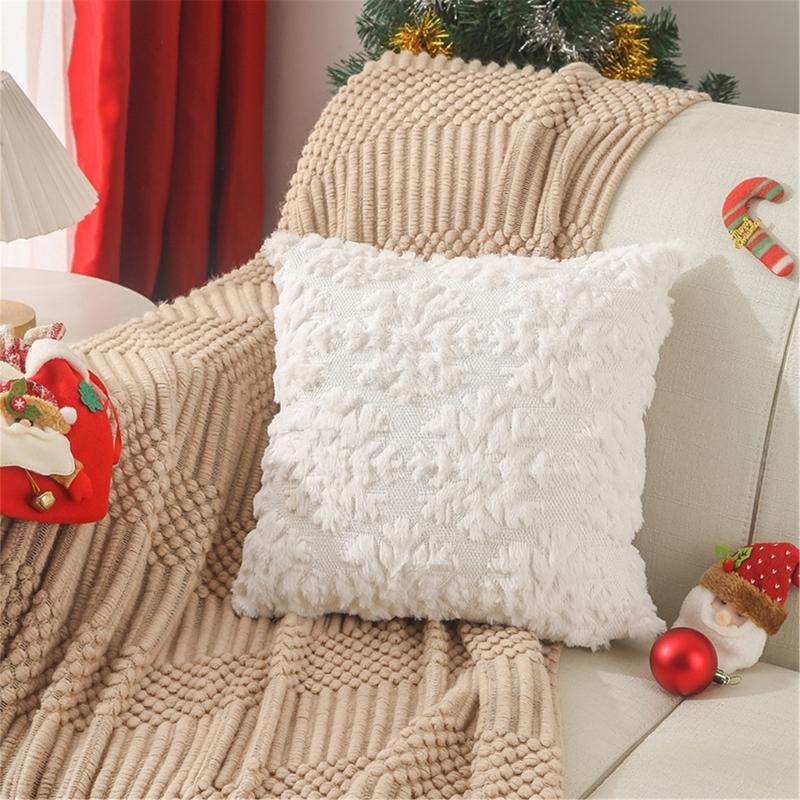 Christmas Cushion Cover Short  Throw Pillow Case Soft Plushie Sofa Pillowcase Cushion Cover Square 1PC