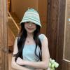 Spring and summer thin handmade knitted fisherman hat striped soft top basin hat versatile sun protection travel visor