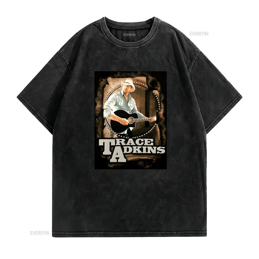 Vintage Retro Trace Adkins Country Music Cowboy Guitar Print Casual T Shirt Vintage Washed Fashion Stylish Unisex Slightly