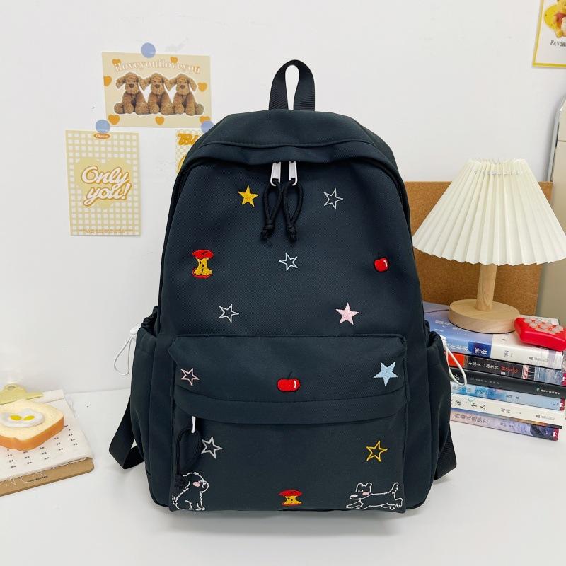 Schoolbag New Primary School Bag Female Dopamine Embroidery Large Capacity Junior High School Backpack Ins Niche Lightweight Backpack