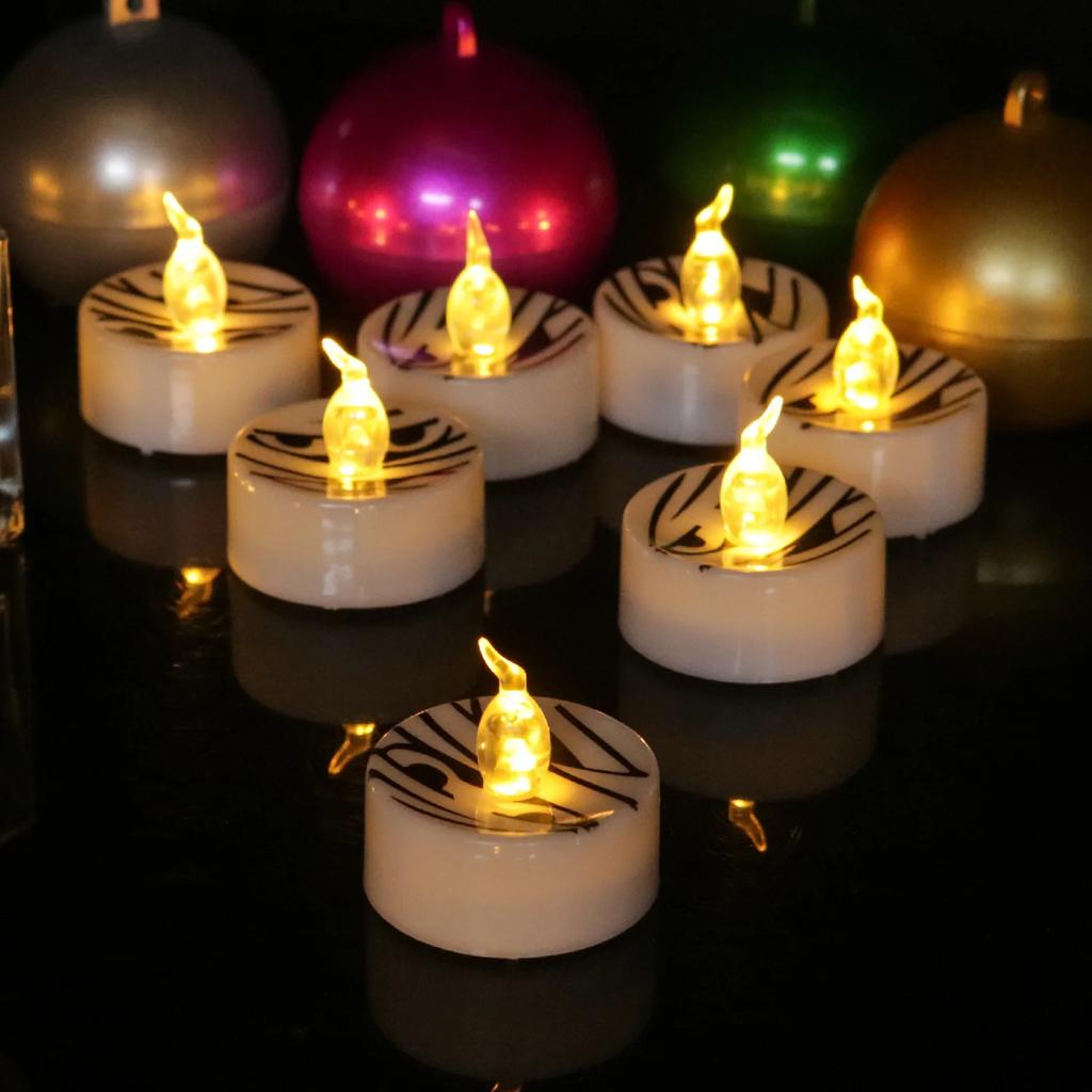 Halloween Decoration LED Candle Set Ghost Face Electronic Candle Light with Battery Home Decor Supplies Fake Lot of Candle Lamp