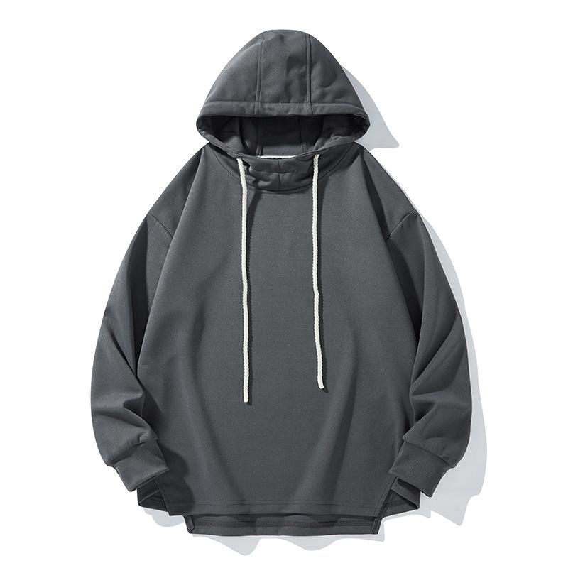 

Осенний свитшот мужской новый американская уличная мода с разрезом повседневный свободный однотонный универсальный худи 3XL серый