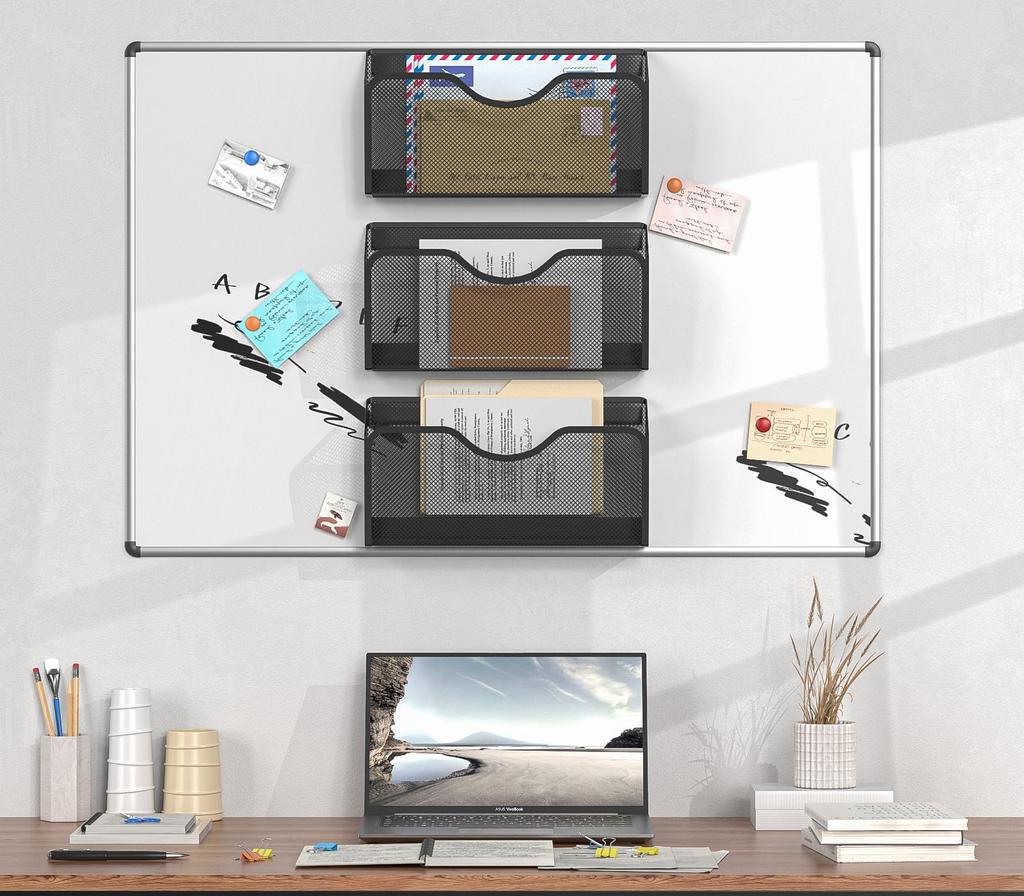 EKNITEY Magnetisk Väggmonterad Förvaring Filset med Stor Kapacitet Dokument Dokument Kraftfull Magnetisk För Att Organisera Kontor För Whiteboard Förvaring