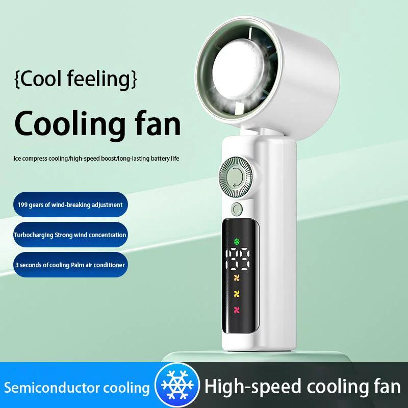 Electric Fan Handheld Fan 199 Gears High Speed Semiconductor Cooling Handheld Fan Mini Portable Folding USB Small белый