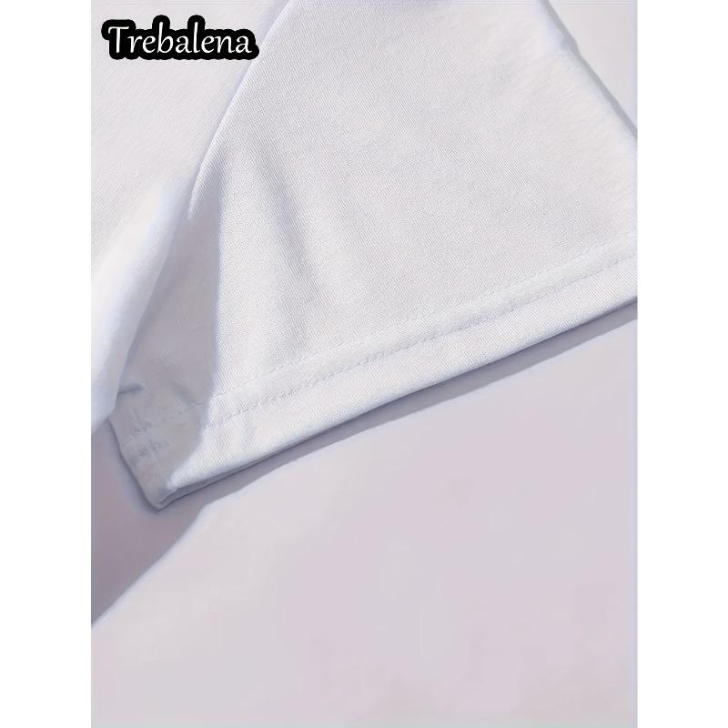 T-Shirt mit Figurendruck, Rundhalsausschnitt, Kurzarm, Lässiges Oberteil für Sommer & Frühling, Damenbekleidung, Europäische Größe
