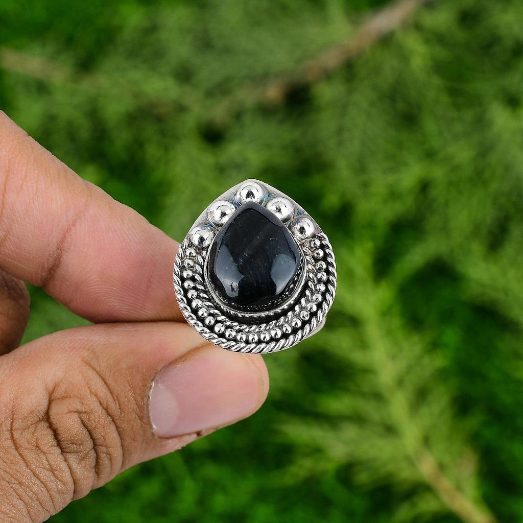 Nellite Gemstone 925 Silver Handcrafted Art Deco Solitaire Statement Bezel Ring