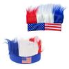 Novelty Patriotic Fuzzy Headband Independence Day Headband Comfortable Hair Accessory Creative Red White Blue Wig Hat Independence Day Empty Top Fans