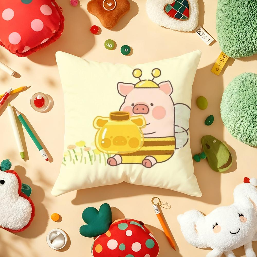 Cute Cartoon lulu pig Cushion Cover Plush Fabric Soft DoubleSided Printed Sofa Warm Winter Home Gift Pillow Cover
